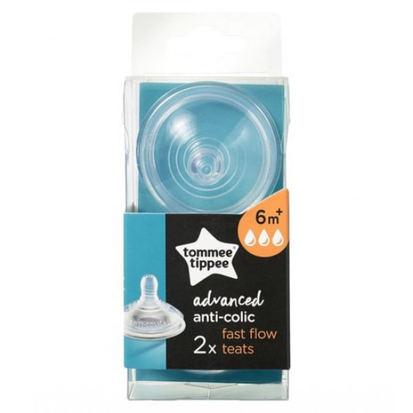 Tommee Tippee Биберон за хранене Anti-Colic Fast flow - 3 капки, 6+ месеца